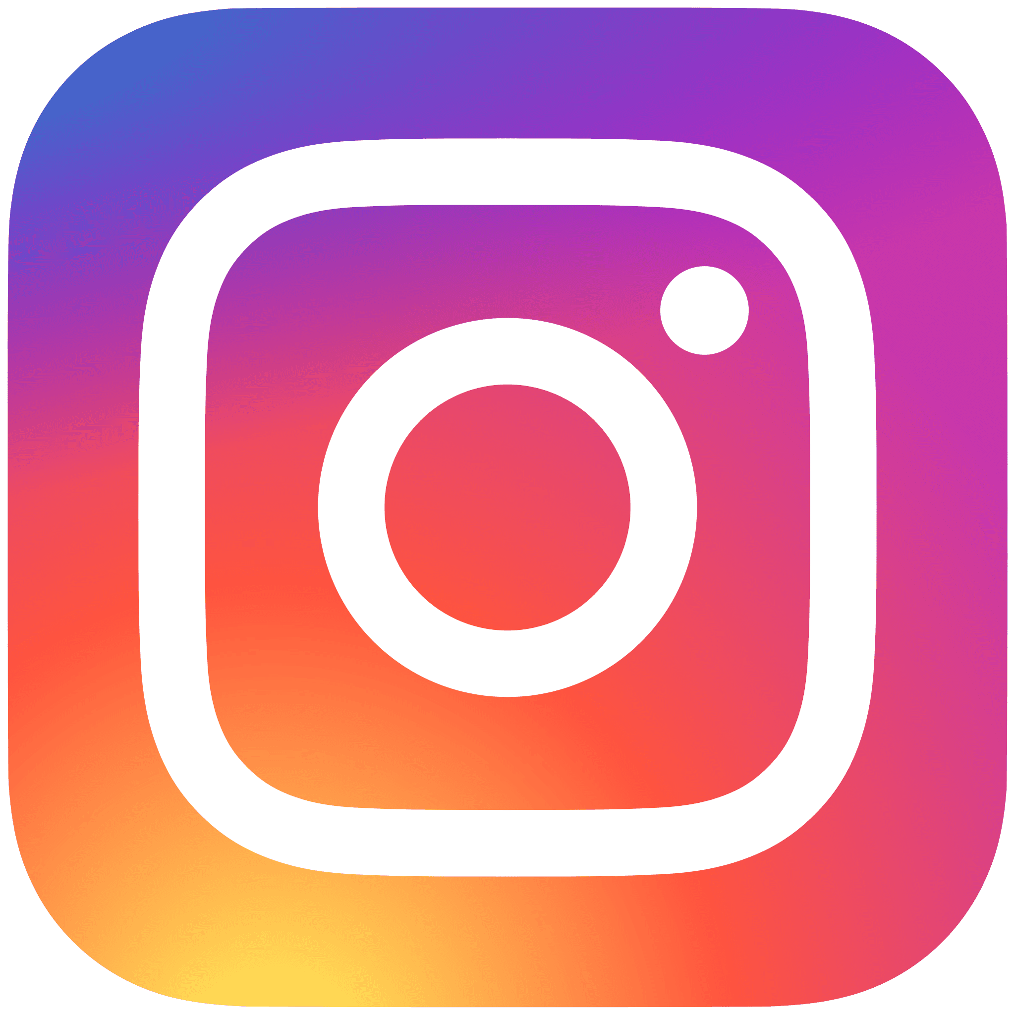 Instagram logo featuring a white camera icon within a rounded square gradient background of purple, pink, red, and yellow.